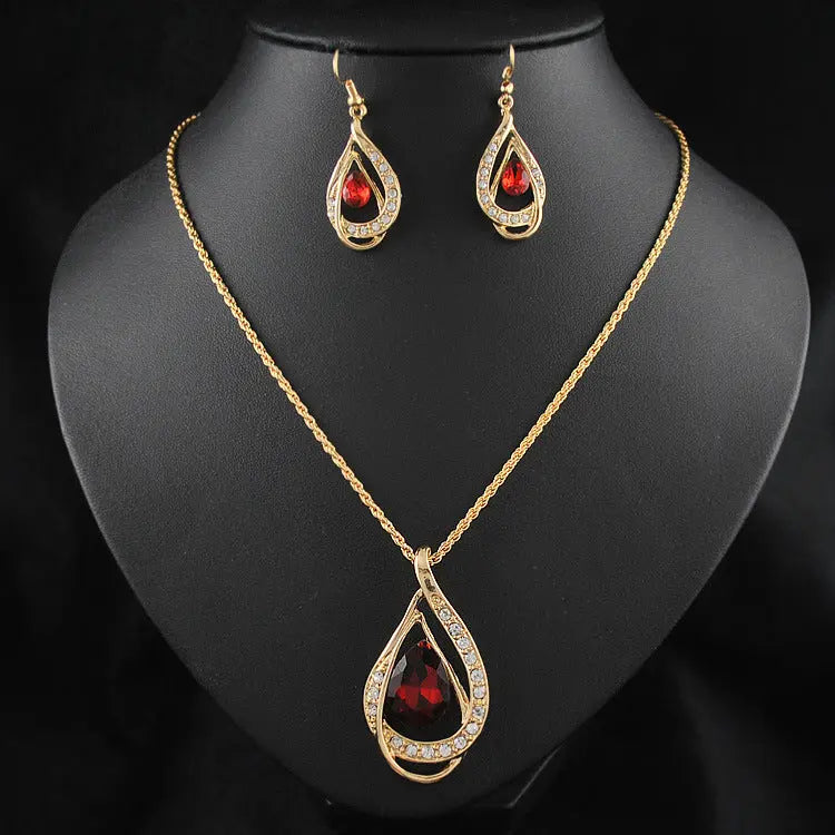 Double Drop Crystal Set Necklace Earrings AliExpress
