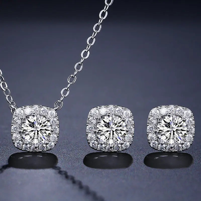 Set Square Necklace Stud Jewelry Set AliExpress