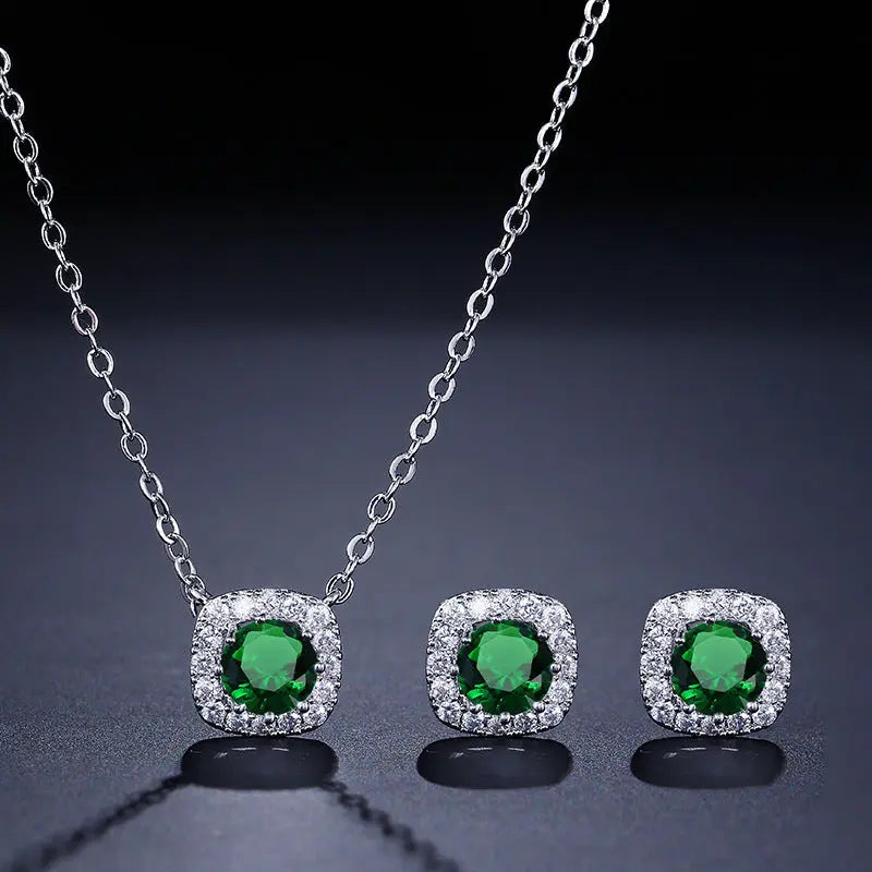 Set Square Necklace Stud Jewelry Set AliExpress