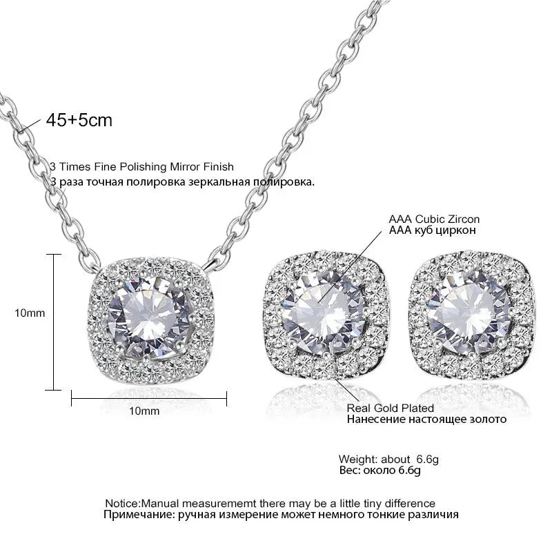 Set Square Necklace Stud Jewelry Set AliExpress