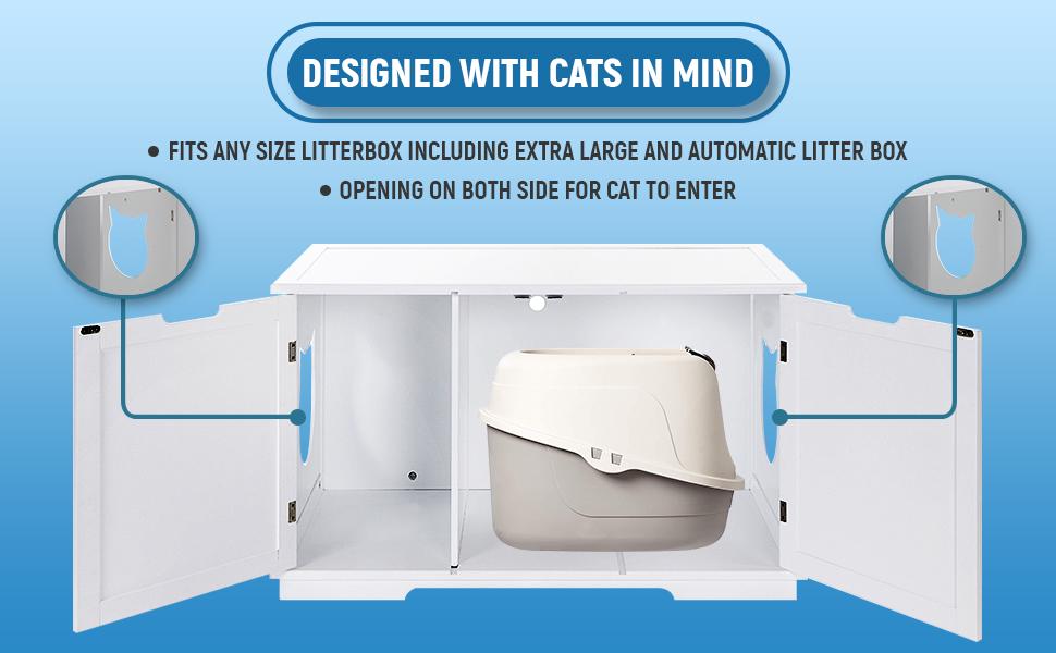 X-Large Cat Washroom Bench Litter Box Enclosure Furniture Box House Turquoise Cronus