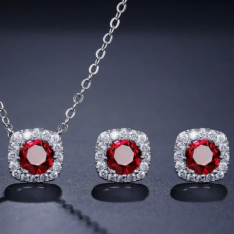 Set Square Necklace Stud Jewelry Set AliExpress