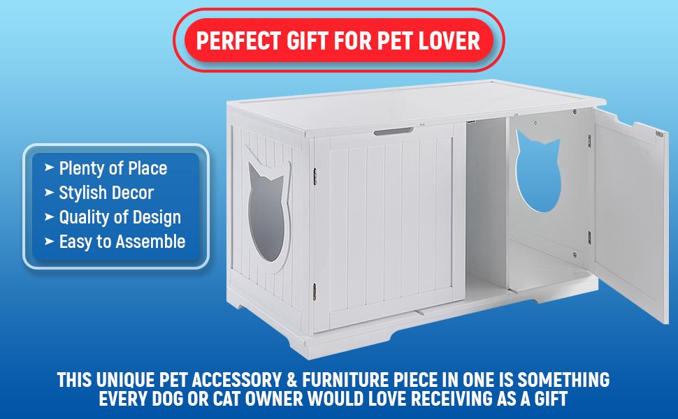 X-Large Cat Washroom Bench Litter Box Enclosure Furniture Box House Turquoise Cronus