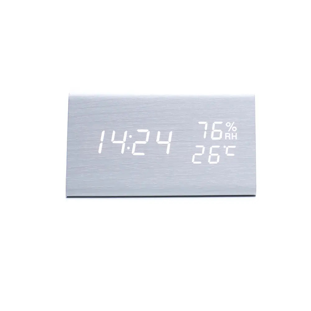 Electronic Alarm Clock Multifunctional Digital Display Temperature And Humidity Time Wood AliExpress