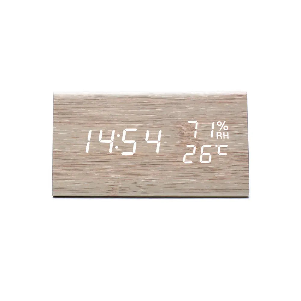 Electronic Alarm Clock Multifunctional Digital Display Temperature And Humidity Time Wood AliExpress