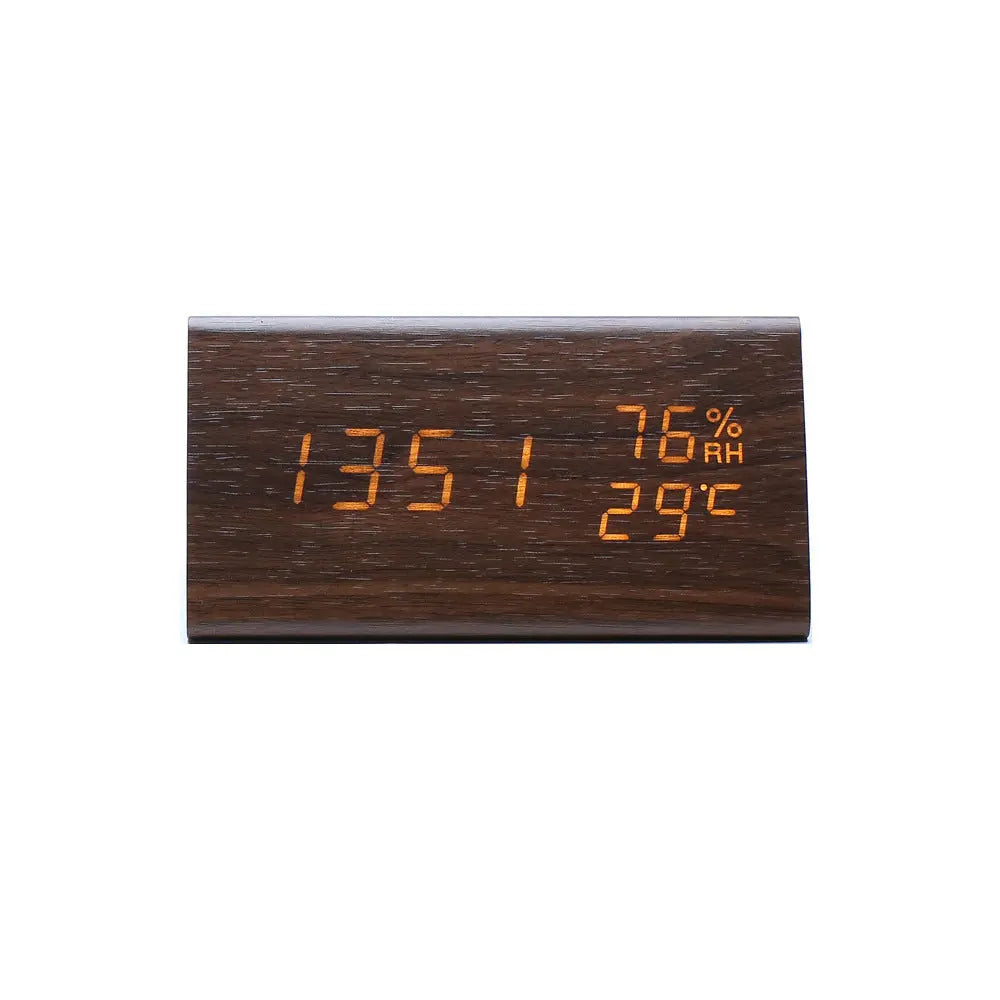 Electronic Alarm Clock Multifunctional Digital Display Temperature And Humidity Time Wood AliExpress