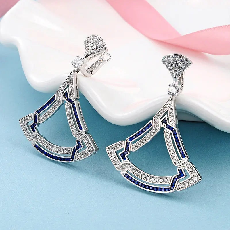 Women's Triangle Micro-set Zircon Necklace Earring Set AliExpress