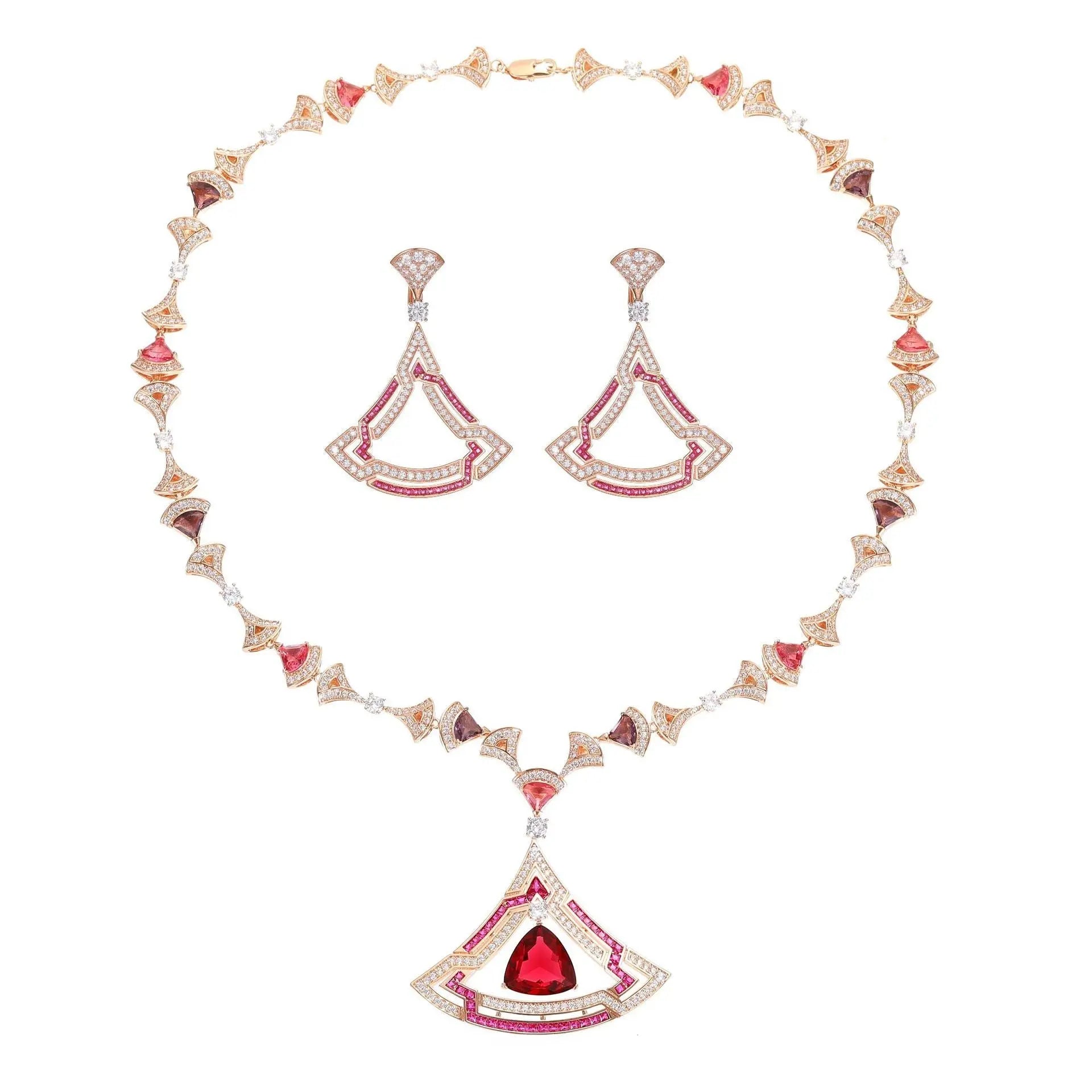 Women's Triangle Micro-set Zircon Necklace Earring Set AliExpress