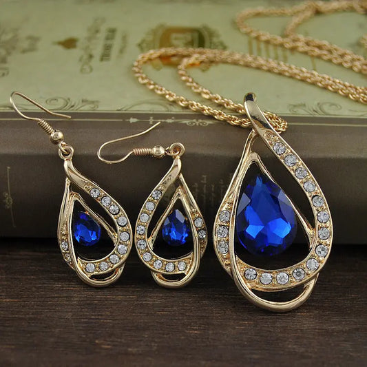 Double Drop Crystal Set Necklace Earrings AliExpress