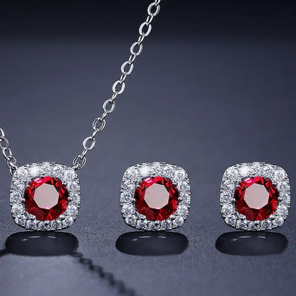 Set Square Necklace Stud Jewelry Set AliExpress