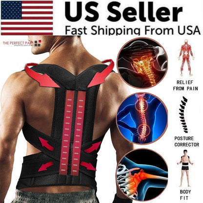 Adjustable Posture Corrector Low Back Support Shoulder Brace Belt For Puce Gaia