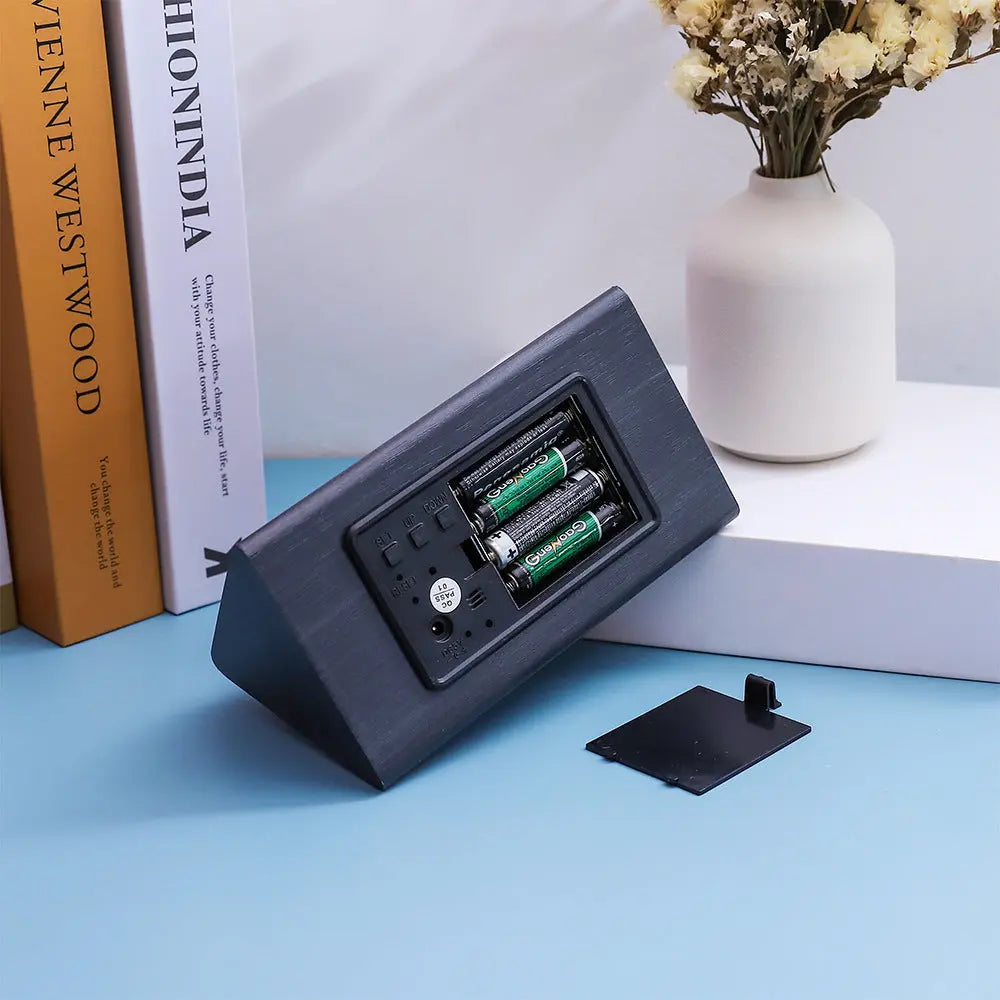 Electronic Alarm Clock Multifunctional Digital Display Temperature And Humidity Time Wood AliExpress