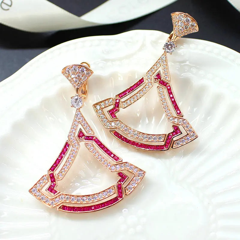 Women's Triangle Micro-set Zircon Necklace Earring Set AliExpress
