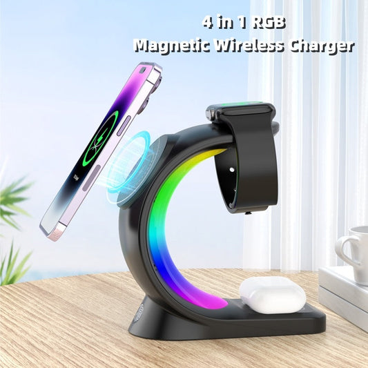 4 In 1 Magnetic Wireless Charger Fast Charging For Smart Phone Crimson Medea