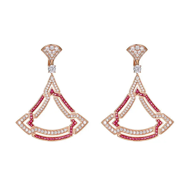 Women's Triangle Micro-set Zircon Necklace Earring Set AliExpress