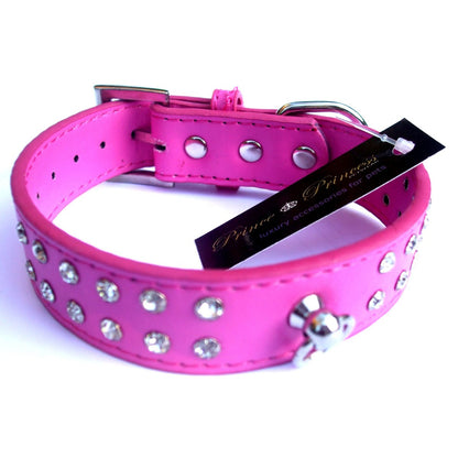 Double Row Crystal Rhinestone Dog Collars 10-20" Salmon Oscar
