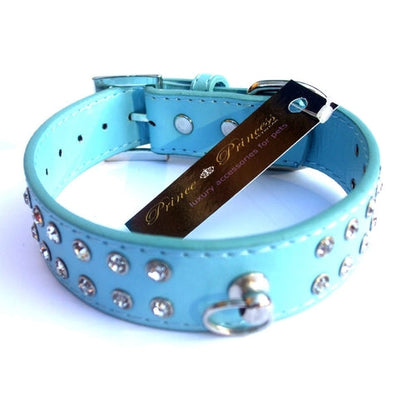 Double Row Crystal Rhinestone Dog Collars 10-20" Salmon Oscar