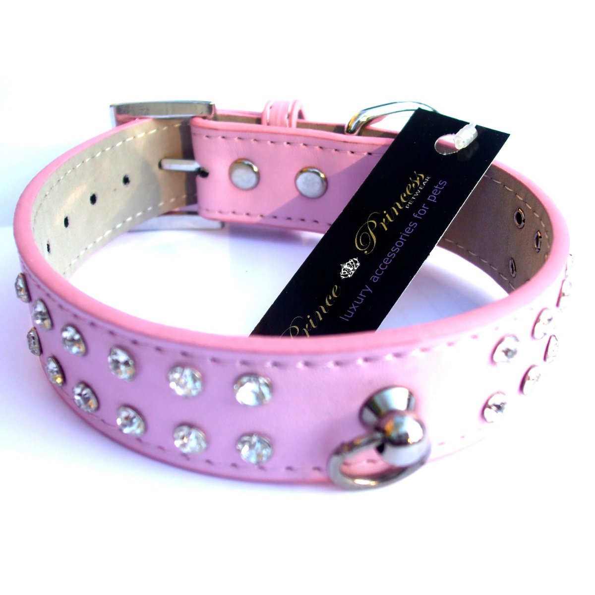 Double Row Crystal Rhinestone Dog Collars 10-20" Salmon Oscar