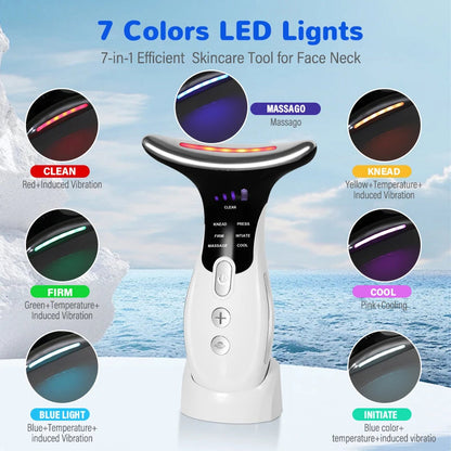 7 Colors Anti Wrinkle Facial Massager Neck Face Beauty Device Skin Maroon Asteria