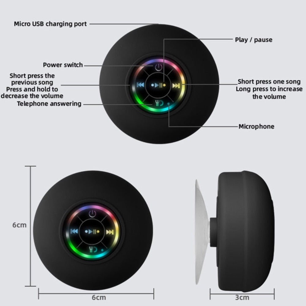 Mini Waterproof RGB Bluetooth Speaker Yellow Pandora
