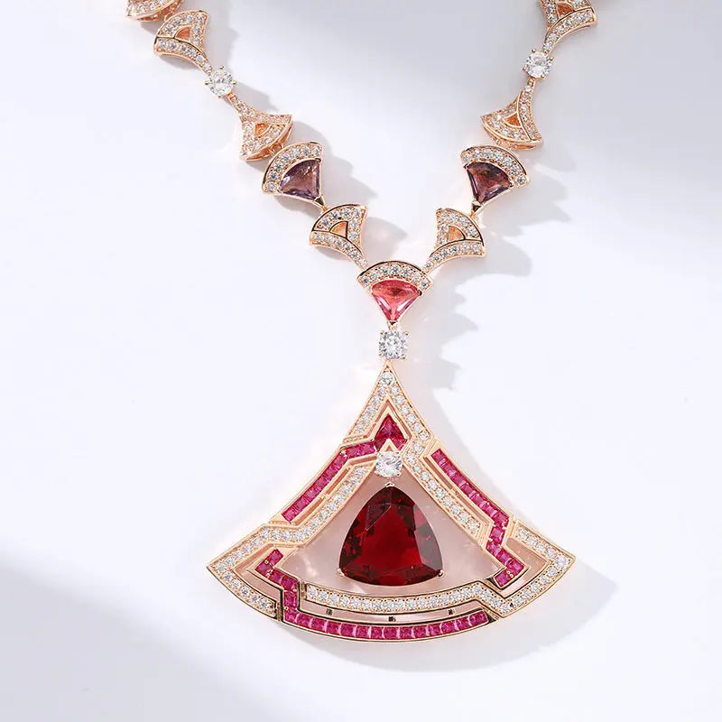 Women's Triangle Micro-set Zircon Necklace Earring Set AliExpress