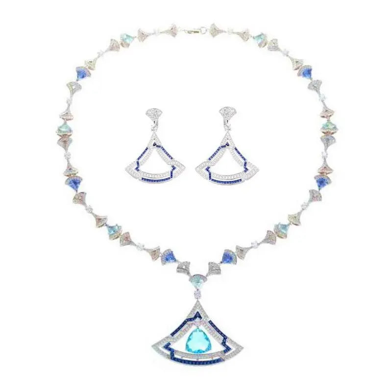 Women's Triangle Micro-set Zircon Necklace Earring Set AliExpress