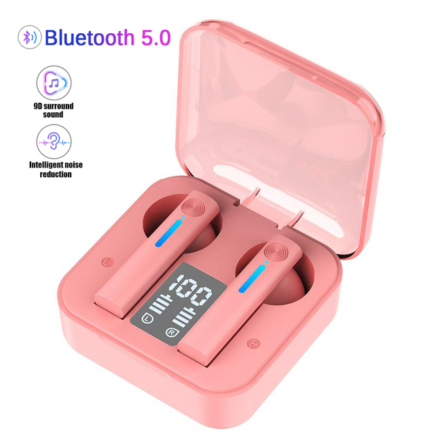 Bluetooth Earphones LED Wireless TWS with Microphone Teal Simba