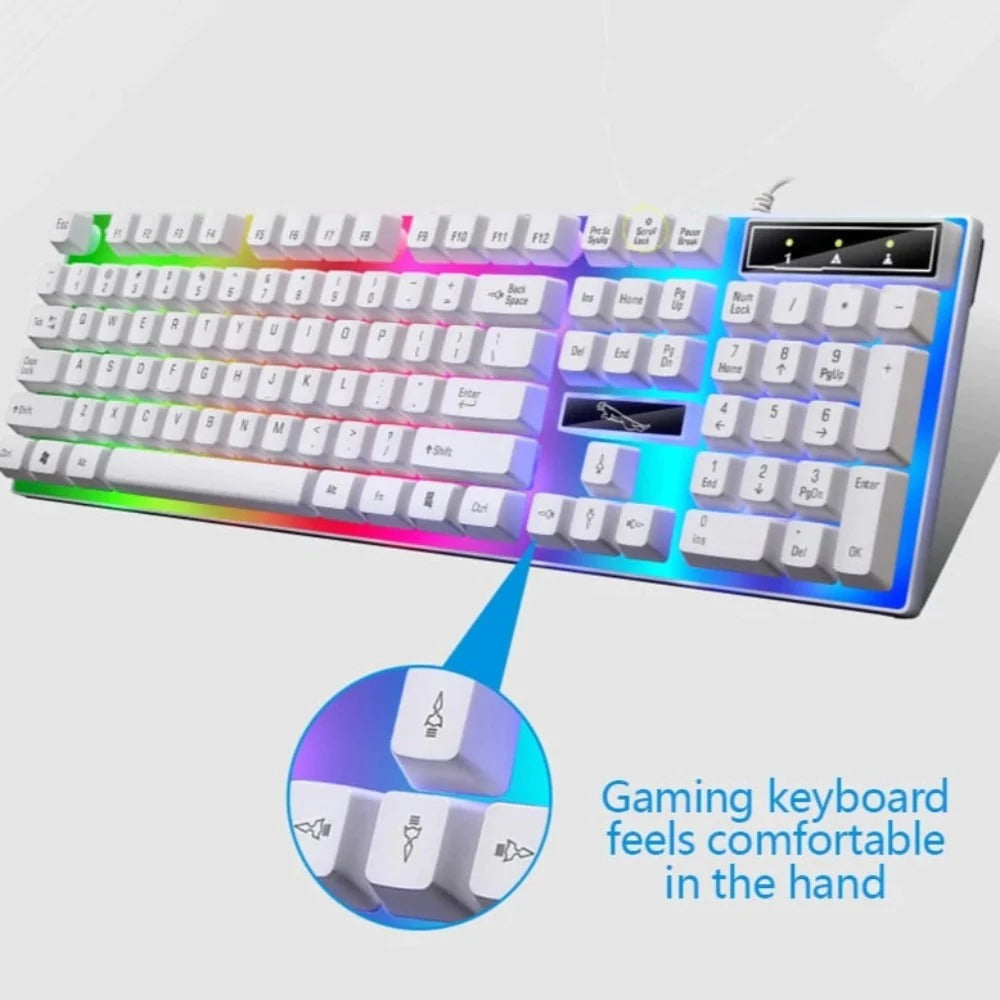Ninja Dragons White Knight Gaming Keyboard and Mouse Set Yellow Pandora