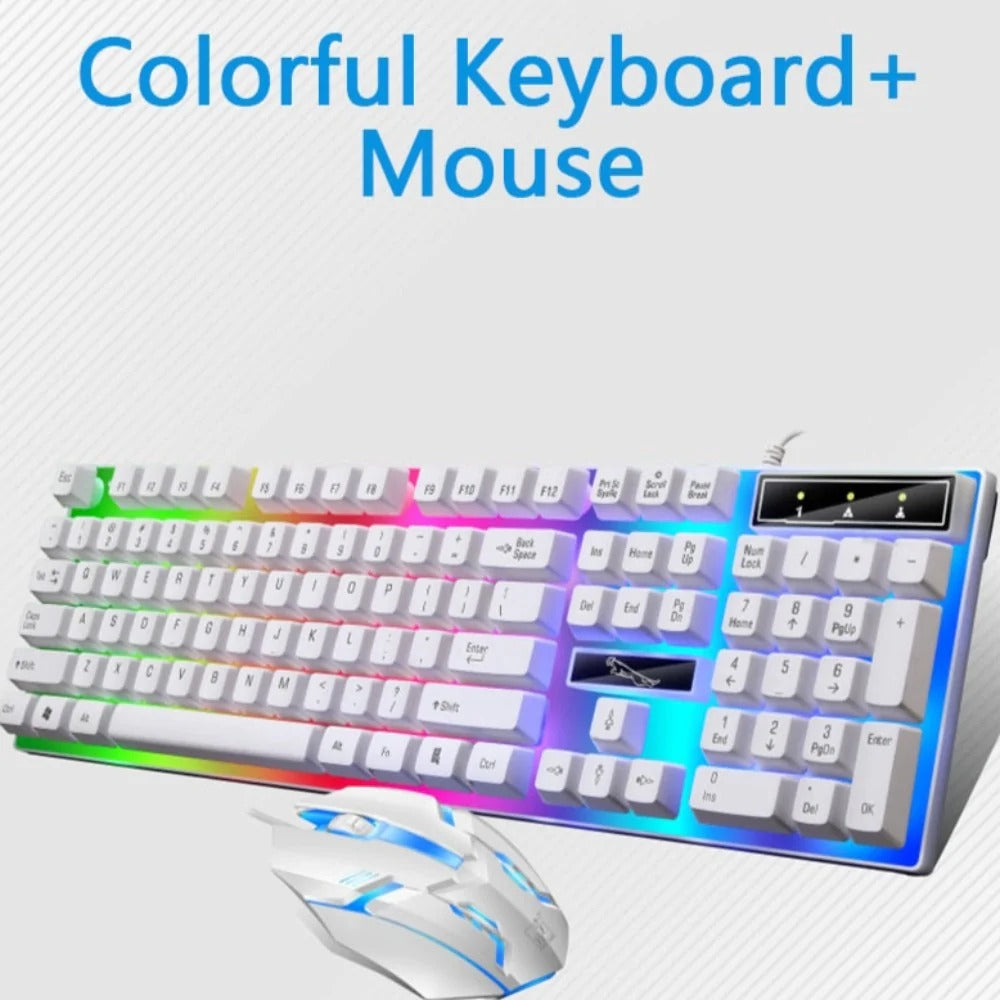 Ninja Dragons White Knight Gaming Keyboard and Mouse Set Yellow Pandora
