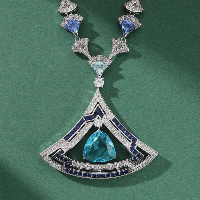Women's Triangle Micro-set Zircon Necklace Earring Set AliExpress