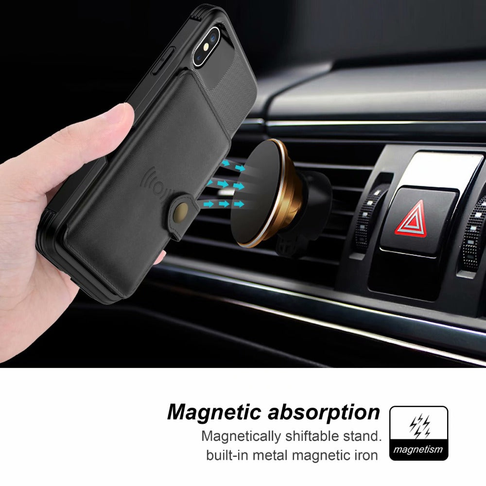 360 Protection Magnetic Leather Wallet Armor Case for iPhone Yellow Pandora