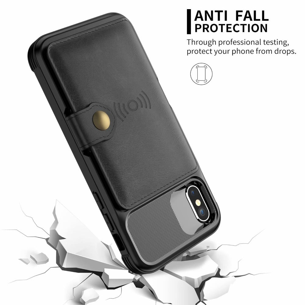 360 Protection Magnetic Leather Wallet Armor Case for iPhone Yellow Pandora