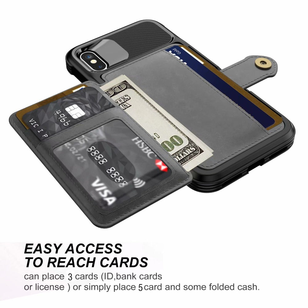 360 Protection Magnetic Leather Wallet Armor Case for iPhone Yellow Pandora