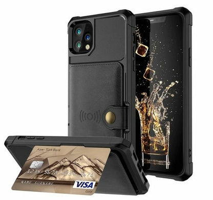 360 Protection Magnetic Leather Wallet Armor Case for iPhone Yellow Pandora